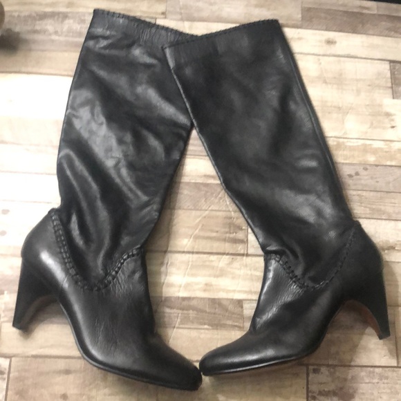 Max Studio Shoes - Max Studio Maureen Tall Black leather heeled boots